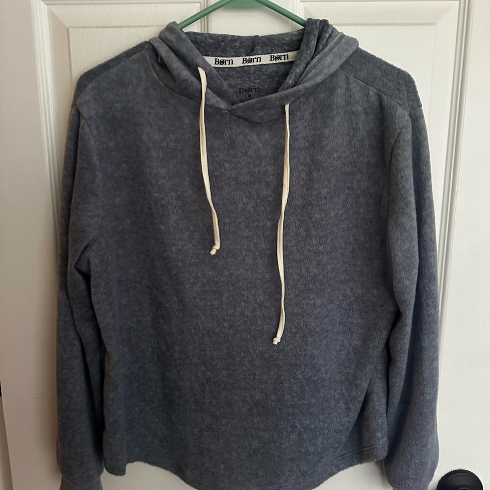 Gray Hooded Sweatshirt with Drawstrings